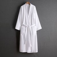 Peignoir en coton pur pour adultes Logo technique tissé de qualité hôtelière inclus blanc long printemps automne tout coton