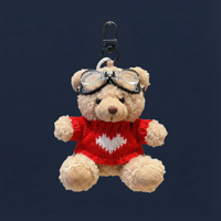 Vente en gros de porte-clés lumineux en peluche ours de dessin animé créatif, design anime portable, pendentif pour sac d'étudiant, poupée de machine à griffes, ours en peluche