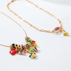 Kaimei 2026 Fashion <strong>Jewelry</strong> 2-piece Set Multi-layer Full Diamond <strong>Crab</strong> Fruit Swimming Ring Pendant Necklace Women Enamel Necklace - Product Image 3