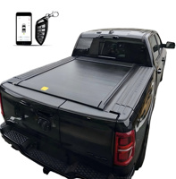 Accessoires pour camion, couvre-caisse de camion rétractable électrique télescopique en alliage d'aluminium noir, pas de perçage requis, RAM1500 6,4 pieds