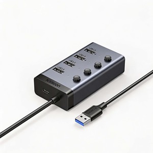 UGREEN CM613 <b>USB</b> 3.0 Hub 4 Ports Individual On Off <b>Switch</b> 1M Cable Type <b>C</b> DC 5V 2A Powered <b>USB</b> Splitter For Laptop Desktop - Product Image 1