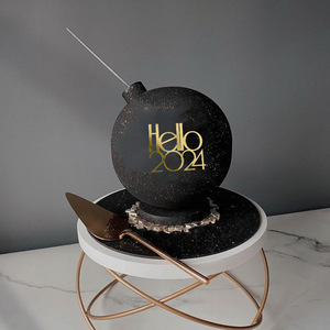 Décoration de gâteau en acrylique 'Honey And Sweetness' et 'Happy New Year' avec écriture noire et dorée, insert pour gâteau de Noël, décoration de fête des fêtes 2026 - Product Image 3