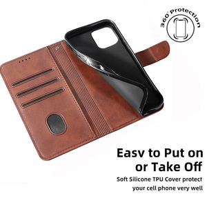 Funda de teléfono móvil de lujo <span class=keywords><strong>para</strong></span> hombres de negocios marrón <span class=keywords><strong>para</strong></span> Samsung A13 4G A15 S23 S24 funda trasera de cuero con tapa con cerrojo - Product Image 6