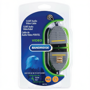 Câble audio-vidéo Bandridge Scart 3,0 M plaqué or 24 carats pour TV DVD VCR Sat LCD Plasma - Product Image 3