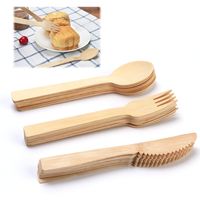 Ensemble de couverts jetables écologiques en bambou, qualité alimentaire, biodégradables, ustensiles personnalisés pour la restauration, supermarchés, vente en gros