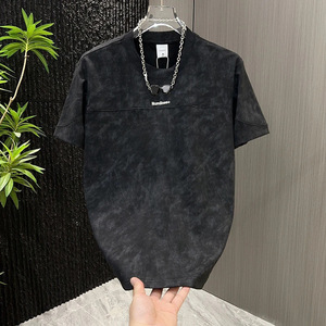 T-shirt grafica tie-dye rosa da uomo - Maglietta casual in cotone a maniche corte con stampa <span class=keywords><strong>Nu</strong></span> Milanese Letter Print - Product Image 6