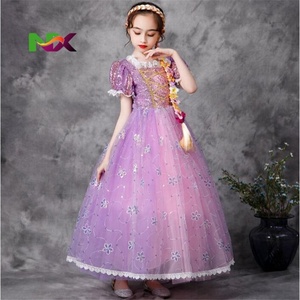 Disfraz <span class=keywords><strong>de</strong></span> Princesa Rapunzel <span class=keywords><strong>para</strong></span> Niñas, Vestido <span class=keywords><strong>de</strong></span> Fiesta <span class=keywords><strong>de</strong></span> Tul con Lentejuelas y Mangas Cortas, Exquisito Vestido <span class=keywords><strong>de</strong></span> Navidad - Product Image 6