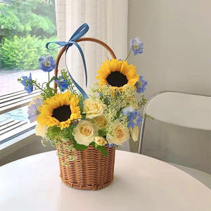 Panier à fleurs en <span class=keywords><strong>osier</strong></span> tressé pour la décoration de mariage, de Pâques, de stockage de fruits, de cadeaux, de demoiselles d'honneur, vente chaude - Product Image 2