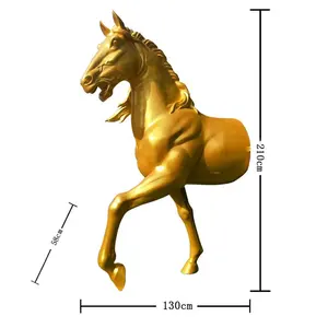 Fabrik benutzer definierte Glasfaser Halb pferd Körpers kulptur Gold Pferdes kulptur