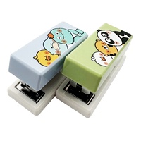 Agrafeuse manuelle portable Kawaii, personnalisable, colorée, mignonne, mini, pour bureau et école, en plastique durable, motif animal de dessin animé, créative