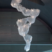 Lustre de plafond LED en cristal de luxe contemporain nordique personnalisable pour hôtel/villa/salles à manger, hauteur réglable