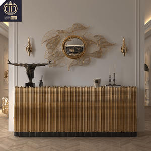 Aparador de Comedor de Mármol y Acero Inoxidable Symphony, Estilo Italiano, Gabinetes Laterales de Lujo Modernos en Dorado - Product Image 1