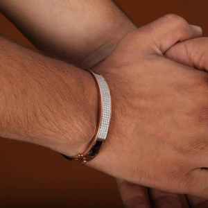 Moissanite Round Chain Link Bracelet Unisex 925 Sterling Silver Plated Hip Hop Style Trendy Jewelry Birthday Gift for <b>Men</b> - Product Image 1