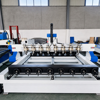 Máquina Fresadora CNC para Madera Jinan Mosencnc 8 de Múltiples Cabezales, Grabado 3D en Madera, Contrachapado, MDF, con 8 Ejes Rotatorios, Servomotor, Guía HIWIN