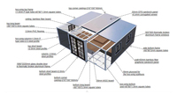 F700 20 pieds 40 pieds 3 chambres à coucher Petite villa préfabriquée avec cuisine Hôtels Salle de bain Maison de conteneur extensible préfabriquée en acier