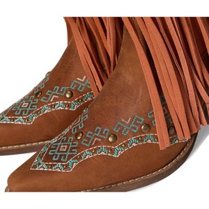 <span class=keywords><strong>Botas</strong></span> vaqueras occidentales marrones hasta la rodilla para <span class=keywords><strong>mujer</strong></span> OEM/ODM <span class=keywords><strong>con</strong></span> exquisitos <span class=keywords><strong>flecos</strong></span> bordado turquesa moda rural de invierno para EU US - Product Image 4