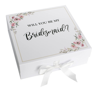 Box Luxury Bridesmaid Paper Box Folding Wedding Gift Box Cardboard Shipping Custom Printed Magnetic Lid Ribbon Packaging Gift Box