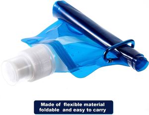 Outdoor Camping Climbing Reusable Folding Beverage Container <b>Plastic</b> Water Bag Foldable Drinking Bottles Carabiner Eco-friendly - Product Image 2