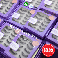 Cils de Cheveux Humains Réutilisables Cils à Bande Transparente Invisible Personnalisés 5 Paires Emballage de Cils Multiples