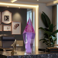 Trophée en verre cristal K9 violet, coupe diamant, souvenir d'entreprise avec gravure de logo personnalisée, 22*8cm, boîte cadeau, durable