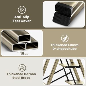 Échelle pliante en <span class=keywords><strong>aluminium</strong></span> à 3 marches, marches larges et robustes antidérapantes, légère (9,39 lb), portable, pour la maison et la cuisine, gain de place 14,56 - Product Image 3