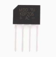 Diode redresseuse en pont KBP206 2A 600V KBP-4 (SIP-4) Monophasée Pleine Onde 2 Ampères 600 Volts KBP 206 en stock