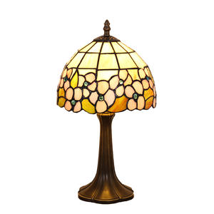 European Retro Style <b>Table</b> Lamp with Stained Glass <b>Small</b> Floral Creative Art Bar Bedroom <b>Bedside</b> Lamp Resin Body for Offices - Product Image 2