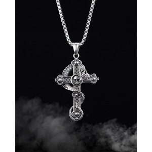 แฟชั่นใหม่จี้ไม้กางเขนเหล็กไทเทเนียมย้อนยุคแนวฮิปฮอปแพนลองสำหรับผู้ชายของขวัญ - Product Image 5