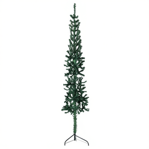 Sapin de Noël artificiel vert mince de 2,4 m avec support pour décoration intérieure festive - Product Image 1