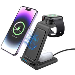 Novel Multifunctional Three-in-One Wireless Charging <b>Stand</b> QC3.0 Fast Charging Magnetic Alignment 2 Type-C Ports for Desktop Use - Product Image 2