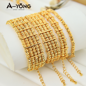Trendy Fashion <b>Beaded</b> <b>Bracelets</b> 21k Gold Plated Non Tarnish Bridal Wedding Bangles Women's Classic Jewelry - Product Image 4