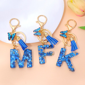 Thời Trang Hợp Kim Keychain Với <span class=keywords><strong>B</strong></span>ướm Màu Xanh Đá Vàng Lá Thư Món Quà Quyến <span class=keywords><strong>R</strong></span>ũ Cho Phụ Nữ Và <span class=keywords><strong>C</strong></span>ô Gái Laser Hot Lưu Niệm - Product Image 1