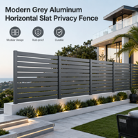 Paneles de Cerca de Privacidad Horizontales de Aluminio Gris Moderno, Diseño Modular, Resistentes a la Oxidación, Duraderos, Barrera para Villas, Residencias y Propiedades