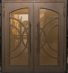 <span class=keywords><strong>Handong</strong></span> Upplier Precio de Francés Exterior Vidrio Metal Security Teel Hierro Forjado Doble Puerta de Entrada Frontal Rotura Térmica - Product Image 4