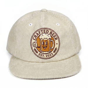 Casquette en velours côtelé non structurée avec logo brodé personnalisé OEM à 5 panneaux et fermeture snapback - Product Image 3