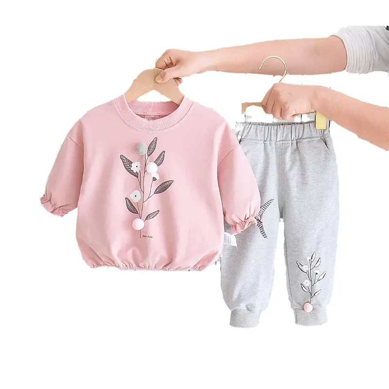 FuYu New Fashion Styles Toddler Baby Girl Clothes Sets 2pcs Sweatshirt and Pants Outfits