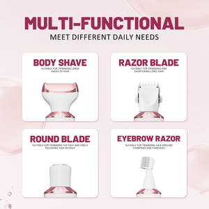 Tondeuse 4-en-1 pour femme, sans douleur - Tondeuse multifonction pour le corps, le visage, les sourcils, les poils, type C, étanche, rechargeable, tondeuse bikini - Product Image 3