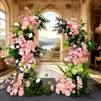 Décorations florales artificielles pour arche de mariage, mélange de roses en soie rose et d'hortensias verts, pour mariages, fêtes, fiançailles et événements familiaux