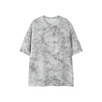 T-shirt personnalisé pour homme, coupe oversize, tricoté, tie-dye texturé, manches courtes, imprimé marbré, col ras du cou côtelé, avec logo personnalisé