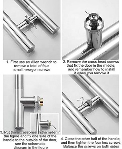 ग्लास दरवाजा हैंडल 304 स्टेनलेस स्टील हैंडल उत्कृष्ट कार्यालय बाथरूम शॉवर रूम ग्लास दरवाजा ओ/एच-आकार का हैंडल - Product Image 5