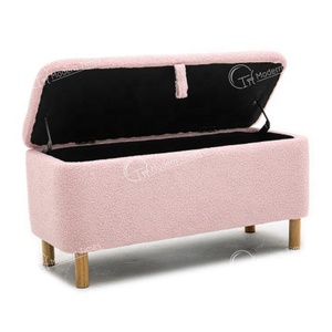 Nhà Sản Xuất Tùy Chỉnh Hiện Đại Lưu Trữ Boucle Phân Lối Vào Rắn Gỗ Chân Hình Chữ Nhật Ottoman Bọc Băng Ghế Dự Bị - Product Image 4