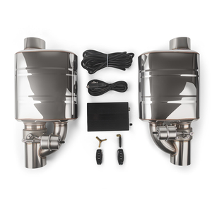 1 Paio di Valvole di <span class=keywords><strong>Scarico</strong></span> Universali 51/63/76mm con Sistema di Controllo Remoto Nero, Sinistra e Destra - Product Image 2
