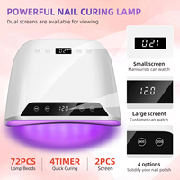 Lampe de séchage des ongles professionnelle avec logo personnalisé, 72 LED, écran LCD et 4 minuteurs, pour manucure en gel en salon