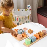 Jouets en bois écologiques amusants pour le reconnaissance des couleurs, les puzzles de tri de formes, le tri et l'empilage des blocs