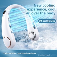 Ventilateur de cou sans pales, portable, silencieux, numérique, 5 vitesses, en plastique souple, rechargeable par USB, pour extérieur