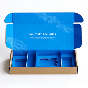 Boîtes d'expédition en carton ondulé en papier kraft avec impression bleue et insert multi-compartiments, solutions d'emballage personnalisées pour produits - Product Image 2