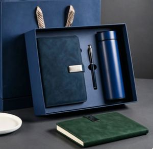 Corporate Leather <b>Notebook</b> Pen Gift Sets With Water Bottle Customizable Luxury <b>A5</b> Diary Note Book Gift Box With USB - Product Image 1