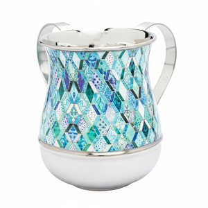 Taza de Lavado Judía Netilat Yadayim de Acero Inoxidable con Calcomanía Gris Dorada Elegante de 5'' y 40 oz, Personalizada y Más Vendida, para Lavabos - Product Image 1