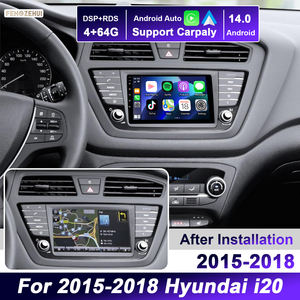 Autoradio Android 14 2+32G per <span class=keywords><strong>Hyundai</strong></span> <span class=keywords><strong>I20</strong></span> 2015-2018 con Carplay, Android Auto, Schermo 9 Pollici, WiFi, FM/RDS, SWC, Schermo Diviso, Telecamera AHD - Product Image 1