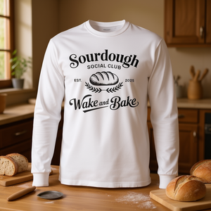 T-shirt à manches longues Sourdough Social Club, design Wake And Bake pour les amateurs de pain - Product Image 3